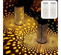 Marrakech Juego de 2 farolillos solares para exteriores con asa de metal, 30 cm de tamaño, estilo oriental, para exteriores, color blanco, IP65, resistente al agua, como decoración de jardín