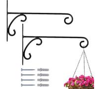 Marrakech Juego de 2 ganchos de pared forjados a mano, color negro, 25 cm de largo, ganchos vintage para atornillar para cestas colgantes y plantas colgantes, soporte para dispositivos Tarmo para