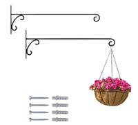 Marrakech Juego de 2 ganchos de pared forjados a mano, color negro, 35 cm de largo, ganchos vintage para atornillar para cestas colgantes y plantas colgantes, soporte para dispositivos Tarmo para