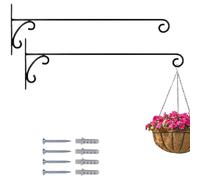 Marrakech Juego de 2 ganchos de pared forjados a mano, color negro, 50 cm de largo, ganchos vintage para atornillar para cestas colgantes y plantas colgantes, soporte para dispositivos Tarmo para