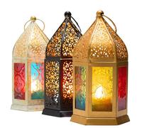 MARRAKECH - Juego de 3 faroles orientales Teja de 16 cm, portavelas, faroles para exterior como decoración de balcón o interior como decoración de alféizar de ventana