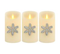 Marrakech Juego de 3 tapones para velas, plateados, 6 cm, para corona de Adviento, velas y portavelas, copo de nieve, diseño de copo de nieve, decoración navideña, pin para insertar