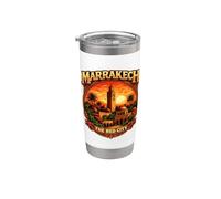 Marrakech La Ciudad Roja Marruecos Vintage Patrimonio marroquí Vaso térmico de acero inoxidable de doble pared