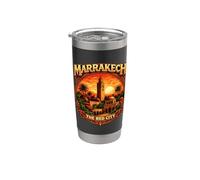 Marrakech La Ciudad Roja Marruecos Vintage Patrimonio marroquí Vaso térmico de acero inoxidable de doble pared