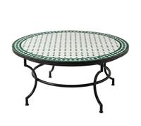 Marrakech - Mesa de café marroquí (120 cm), color beige y verde