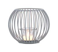 Marrakech - Portavelas decorativo escandinavo de metal con alambre y cristal, 15 cm, color gris pequeño | Portavelas Spectro como decoración de jardín y mesa de salón | Exquisito portavelas para velas