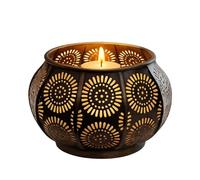 Marrakech - Portavelas decorativo escandinavo redondo de metal, 12 cm, color negro y dorado | Portavelas Sabah como primavera salón mesa decoración | moderno candelabro para velas de té como