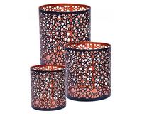 Marrakesch Farol portavelas Oriental de Metal - Candelabro para el jardín - Decorativo para la Mesa - Adiba 3 Piezas - transmite Buen Ambiente - Pasa un Buen rato en el jardín