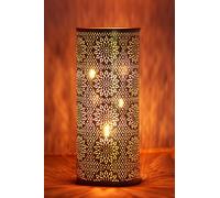 Marrakesch Farol portavelas Oriental de Metal - Candelabro para el jardín - Decorativo para la Mesa - Amelle Blanco - transmite Buen Ambiente - Pasa un Buen rato en el jardín