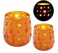 Marrakesch Farol portavelas Oriental de Metal - Candelabro para el jardín - Decorativo para la Mesa - Javier 2 Piezas - transmite Buen Ambiente - Pasa un Buen rato en el jardín