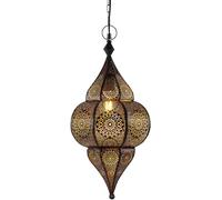 Marrakesch Lámpara Oriental Marroquí - lamparilla colgante - farola de techo Lunar Negro - 40cm - muy práctica para una iluminación excelente - transmite una decoración excelente refinada