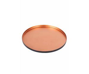 Marrakesch Orient & Mediterran Interior Bandeja redonda oriental de metal Monaco, 25 cm, color exterior: negro, color interior: cobre, 25,5 cm