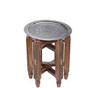 Marrakesch Orient & Mediterran Interior Mesa de centro oriental Halab marrón Mehdia plata 40 cm