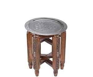 Marrakesch Orient & Mediterran Interior Mesa de centro oriental Halab marrón Mehdia plata 40 cm