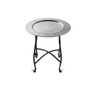 Marrakesch Orient & Mediterran Interior Mesa marroquí, Consola Auxiliar de Metal Sule 40cm Redonda - Mostrador de té Oriental - Bandeja Plegable es Oriental en Plata, como Mesa de luz