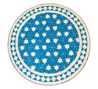 Marrakesch Orient & Mediterran Interior Panel de mosaico marroquí Estrella turquesa blanco diámetro 60 cm