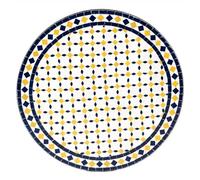 Marrakesch Orient & Mediterran Interior Placa de mosaico marroquí Giralda Blanco Amarillo Azul Ø 80 cm