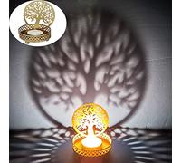 MARRAKESCH Portavelas Árbol de la Vida 8 cm Oro de Metal como Decoración de Boda o Mesa