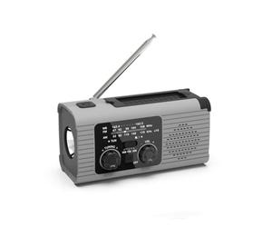Marran Radio MeteorolóGico de Emergencia, Radio de Alerta MeteorolóGica de 4000 MAh con Carga Solar, Manivela y Carga USB, Radio Am/FM - Gris