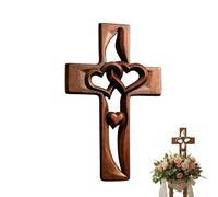 Marriage Cross - Handcrafted Cross Gift, Love Themed Wall Crosss, Marriage Wall Crosss | Hand-Carved Bedroom Decoration - Wooden Heart Cros Decor | For Couples Spouses Friends Family Home Apartment En