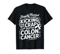 Married To A Man Beating Colon Cancer |- Camiseta gráfica económica, Hombre, Negro, M