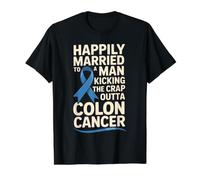 Married To A Man Beating Colon Cancer - Camiseta gráfica económica, Hombre, Negro, S