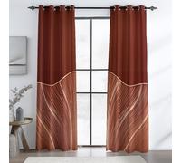 Marrón 100% Opacas Cortinas No es Fácil Desvanecerse, Simple Líneas Veta De Madera Tema Aislamiento Térmico Cortinas para Niños y Niñas Salón Dormitorio, 140 An x 260 Al cm (2Paneles)