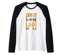 Marrón Abre Tus Ojos Marrón Gráfico Camiseta Manga Raglan