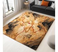 Marrón Alfombra Antideslizante Mapa del Tesoro Dibujado A Mano Barco Y Tesoro 140 x 200 cm Alfombra Muy Suave, para Salón, Cocina, Entrada, Comedor, Dormitorio, Lavable a Máquina