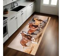 Marrón Alfombra de Cocina 50 x 80 cm Animales, Caballos, Desierto Antideslizante y Lavable, Camino Multiusos Resistente al Desgaste, Antimanchas, Ideal para Bajo Fregadero y Fogones
