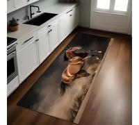 Marrón Alfombra de Cocina 50 x 80 cm Caballo, Animal del Desierto Antideslizante y Lavable, Camino Multiusos Resistente al Desgaste, Antimanchas, Ideal para Bajo Fregadero y Fogones