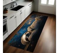 Marrón Alfombra de Cocina 50 x 80 cm Perezoso del Cielo Estrellado Antideslizante y Lavable, Camino Multiusos Resistente al Desgaste, Antimanchas, Ideal para Bajo Fregadero y Fogones