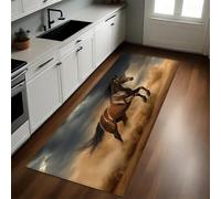 Marrón Alfombra de Cocina Animales y Caballos 50 x 140 cm Antideslizante Alfombrilla Rectangular de Microfibra de Diseño Moderno