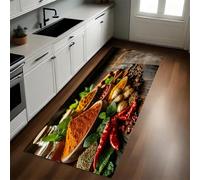 Marrón Alfombra de Cocina Especias y Chiles 50 x 140 cm Antideslizante Alfombrilla Rectangular de Microfibra de Diseño Moderno