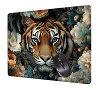 Marrón Alfombrilla Raton Gaming 300x250x3mm, Alfombrilla Escritorio Tigre Mouse Pad con Base Goma Antideslizante, con Bordes cosidos, Superficie Impermeable, para Oficina Portátil Tapete Rato H0-486