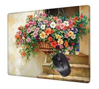 Marrón Alfombrilla Raton Gaming 420x350x3mm, Alfombrilla Escritorio Flor Mouse Pad con Base Goma Antideslizante, con Bordes cosidos, Superficie Impermeable, para Oficina PC Portátil Tapete Rato H0-312
