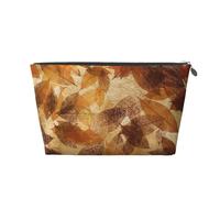 Marrón Beige Hojas De Oro Lino Otoño, Bolsa de artículos de tocador Bolsa de Maquillaje Bolsa de cosméticos Bolsa de artículos de tocador de Viaje portátil