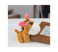 (Marrón claro) Adorable llavero de peluche de burro pequeño relleno de algodón PP con dije para bolso