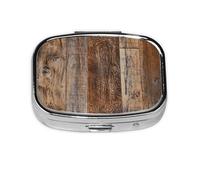 Marrón De Madera, Pastillero cuadrado para bolsillo o monedero, pequeño contenedor de pastillas, organizador de pastillas de viaje