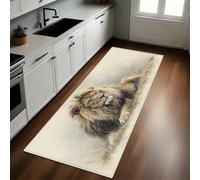 Marrón Felpudo Pasillo 40 x 120 cm león de Pradera Animal Antideslizante Alfombra de Corredor Suave para Cocina, Entrada y Decoración del Hogar