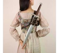 (Marrón) Funda de espada ajustable vintage de piel sintética medieval para un solo hombro, estilo fantasía