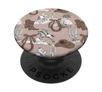 Marrón Herradura Lazos Sombrero Vaquero Botas Vaquera Montar PopSockets PopGrip Adhesivo