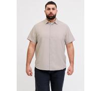 Marrón Hombres Cotton/Linen Plus Size Camisa Corte Regular EU6XL US4XL EU