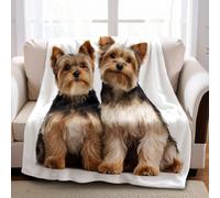 MarróN Manta para Cama Yorkshire Terrier Animal 180 x 220 cm Manta de Franela con Impresión 3D, Felpa Suave para Sofá y Colcha para Adultos y Niños