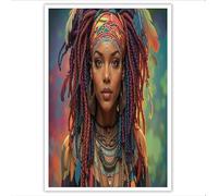 Marrón Mujeres africanas con rastas Cuadros Tradición nacional Pintura sobre Lienzo Cuadros Decoracion Salon Modernos Dormitorios Decoracion Hogar Pared 40x30 cm Sin Marco