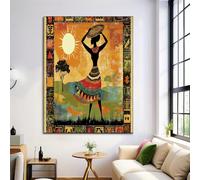 Marrón Mujeres Africanas Lienzo Laminas Decorativa De Interiores Arte Personajes Tribales Pared Decoración Fotos Cartel Para Dormitorio Baño Cocina Galería Salón Sin Marco 60X90Cm