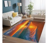 Marrón Naranja Alfombras Lavables para Sala de Estar, 60 x 110 cm Alfombras Antideslizantes para Dormitorio, Naturaleza Velero Playa Mar Alfombra de Pelo Corto para Habitación de los Niños