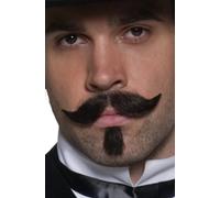Marrón Occidental Gambler Barba y Bigote Set Accesorio de Disfraz