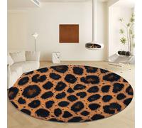 Marrón Oscuro Alfombras Redonda de área 60 cm, Textura De Patrón De Leopardo Alfombra Suave Antideslizante Lavable, Modernas de Interior Alfombra Redonda para salón, Dormitorio, Comedor