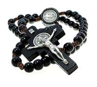 Marrón oscuro/de madera negra St con medalla de Rosario con Medallion Junction